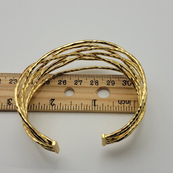 GORJANA Gold Cuff Bracelet 7" Adjustable Open Work Wire Gladiator LOLA - Picture 5 of 6